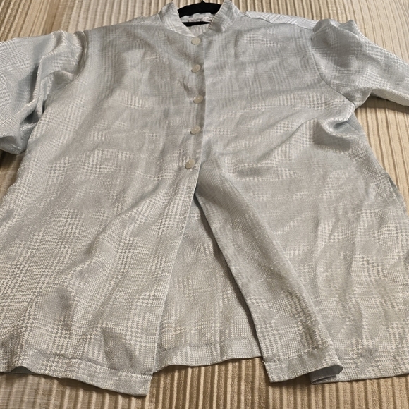 Oscar de la Renta Light Gray Pajama Top - Picture 12 of 16